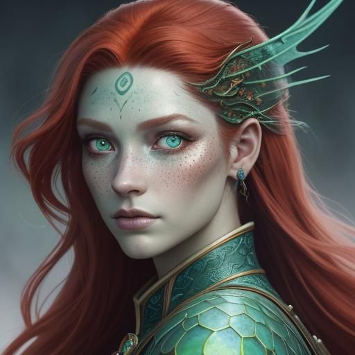 Dragon Woman Portrait with Peacock Feathers in Unreal Engine