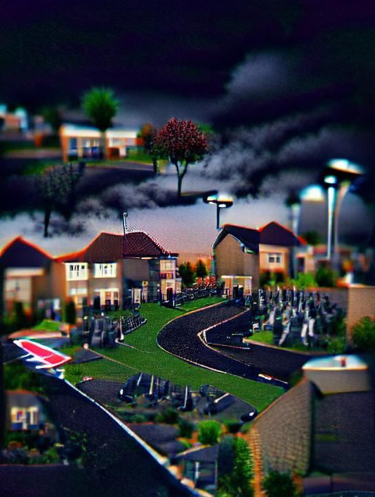 Eerie and Bleak Suburban Landscape
