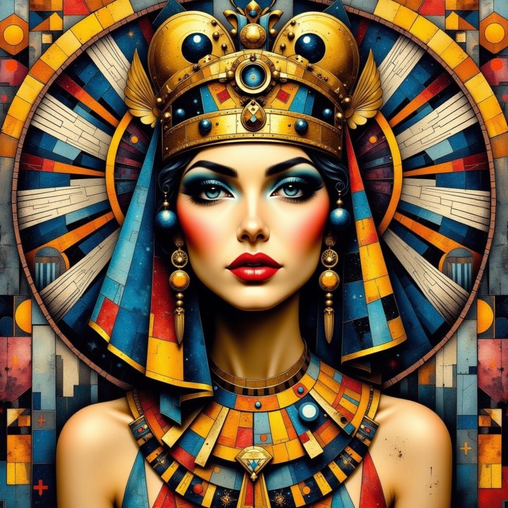 Cleopatra Portrait in Cubist Style