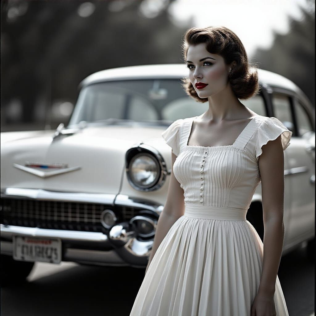1950s Woman and Her Chevrolet: Classic Film Style