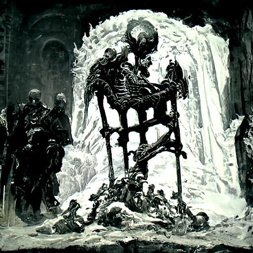Horrific Skeleton King on Hell Throne