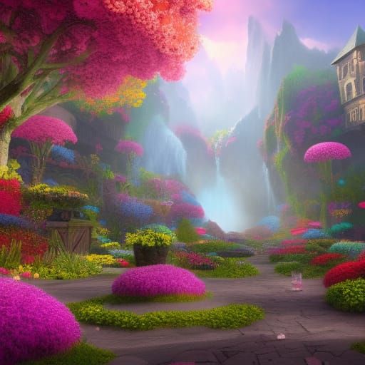 Secret Flower Garden: Detailed Matte Painting