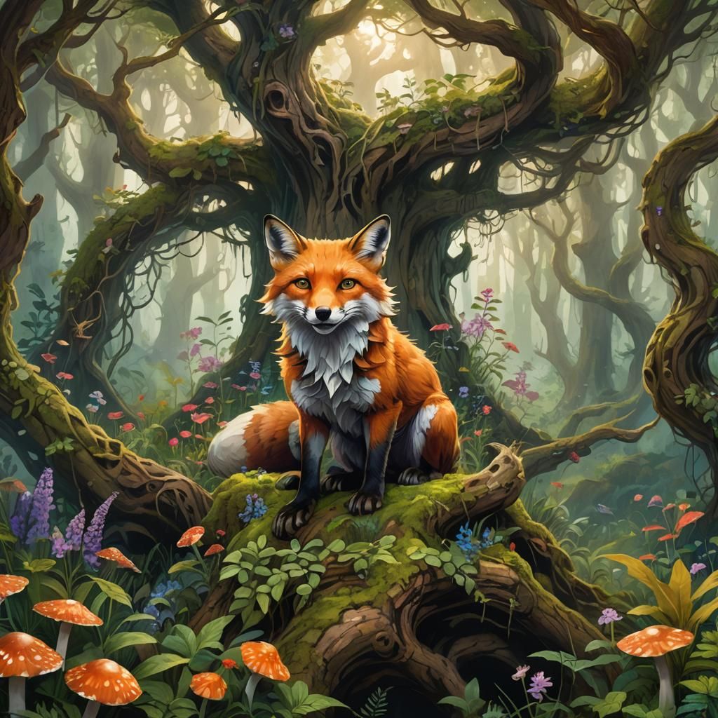Mystical Forest Fox in a Surrealist Dreamscape