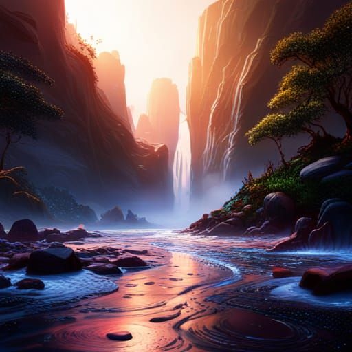 Abstract Flowing Rain in Detailed Matte Painting