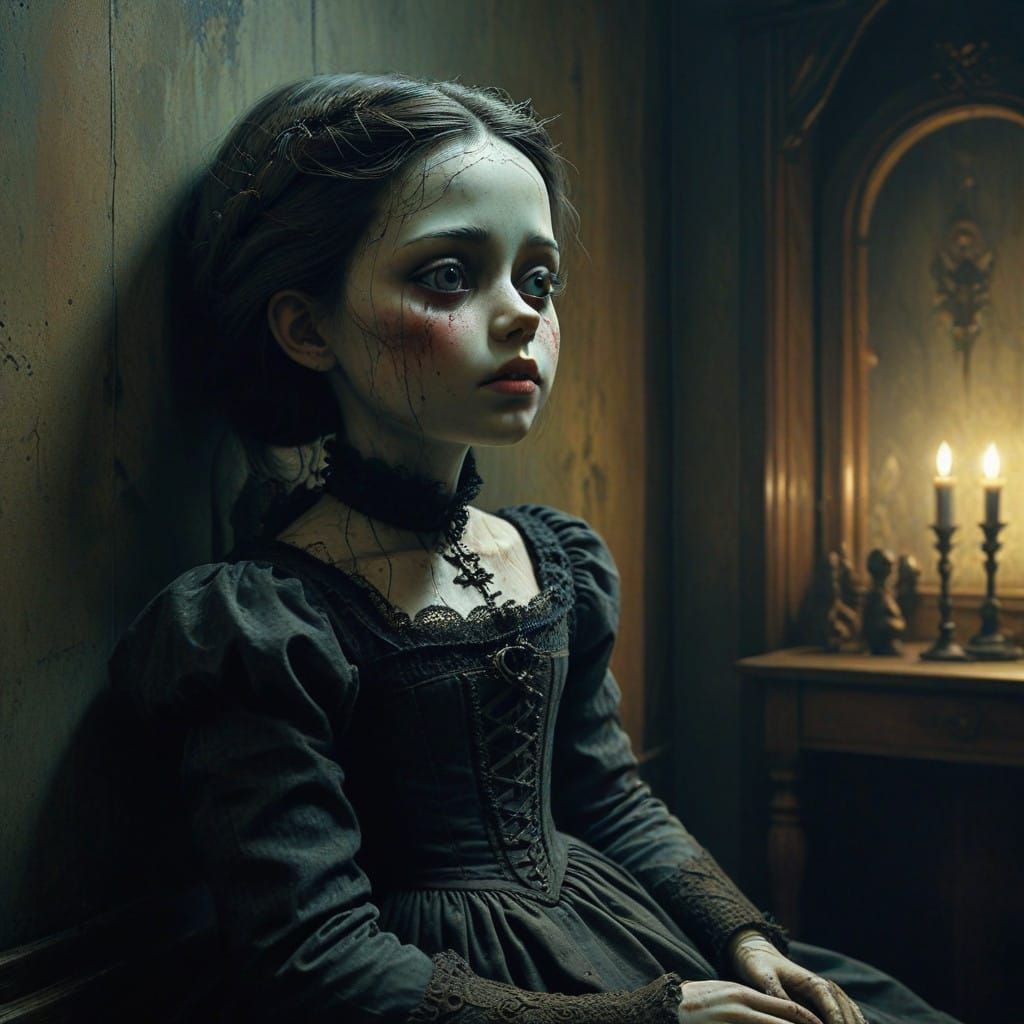 Sinister Doll Looms Over Terrified Child in Haunting Victori...