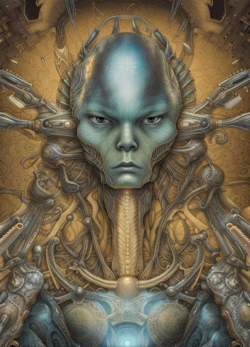 Biomechanical Bioluminescent Alien Entities: Futuristic Cryp...
