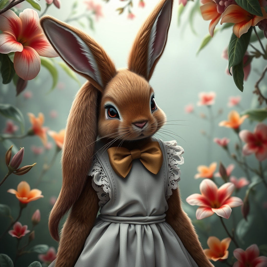 Chocolate Bunnygirl in Dreamlike Fantasy Environment