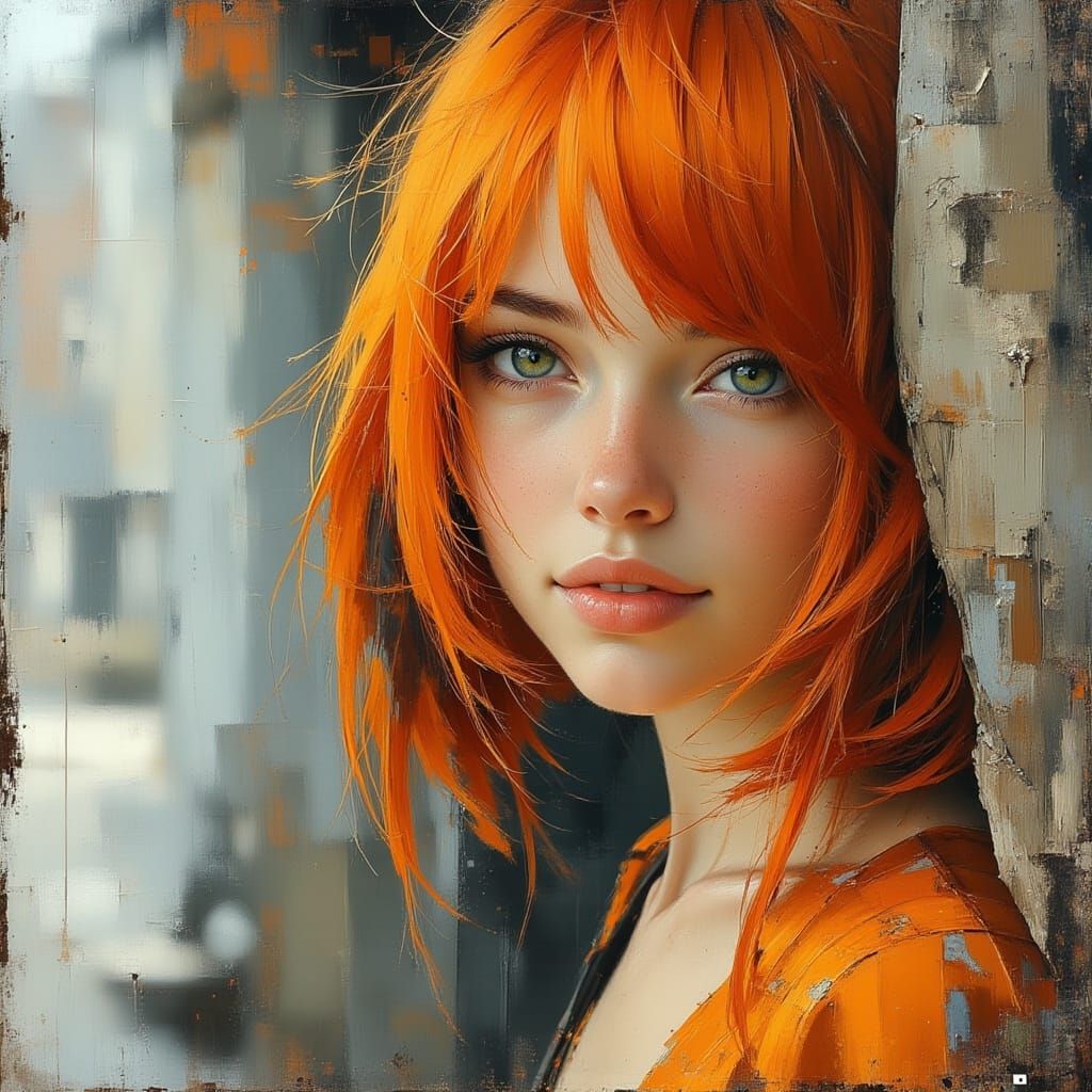 Miami Painter Yanet Garcia with Orange Bob Haircut