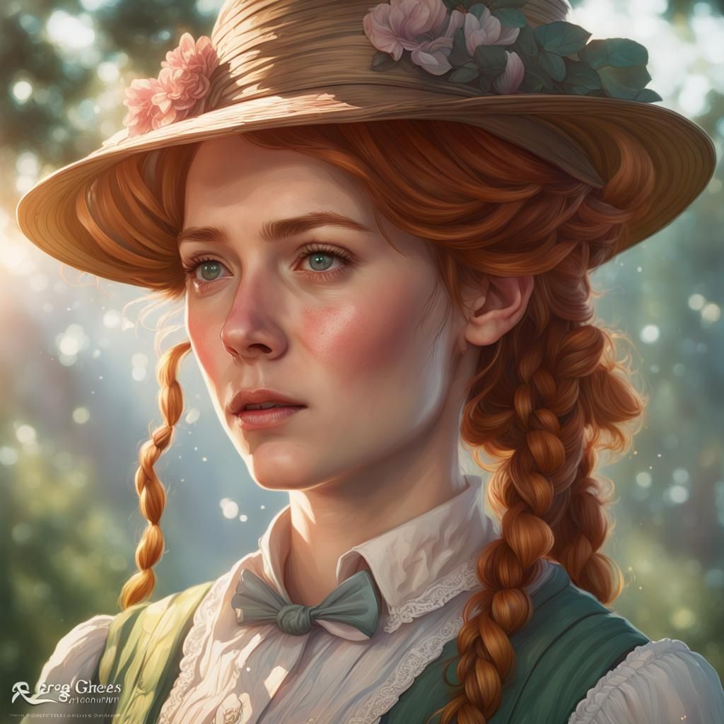 Anne of Green Gables Portrait in Art Nouveau Style