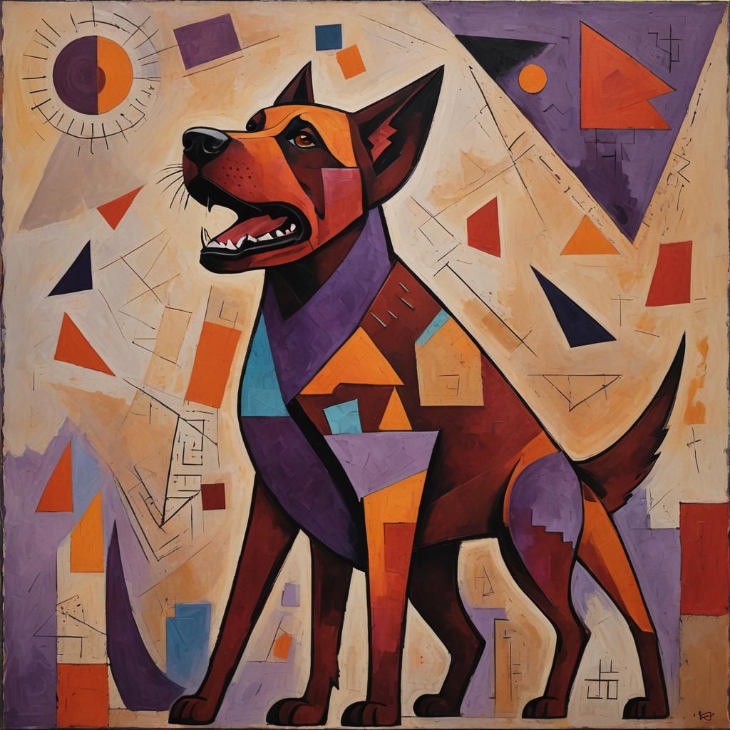 Abstract Dog Howling: A Mystical, Earthy Painting