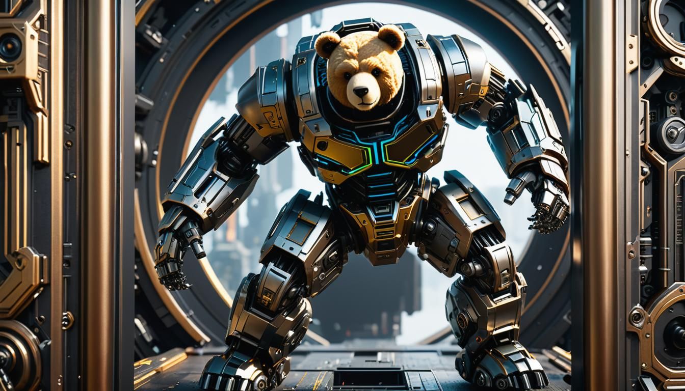 Teddy Bear Frankenstein Stepping Through Canvas Frame