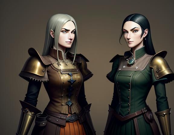 Steampunk Twins in Time Machine Concept Art