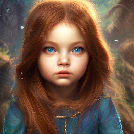 Baby Girl with Brown Hair in Fantasy Art