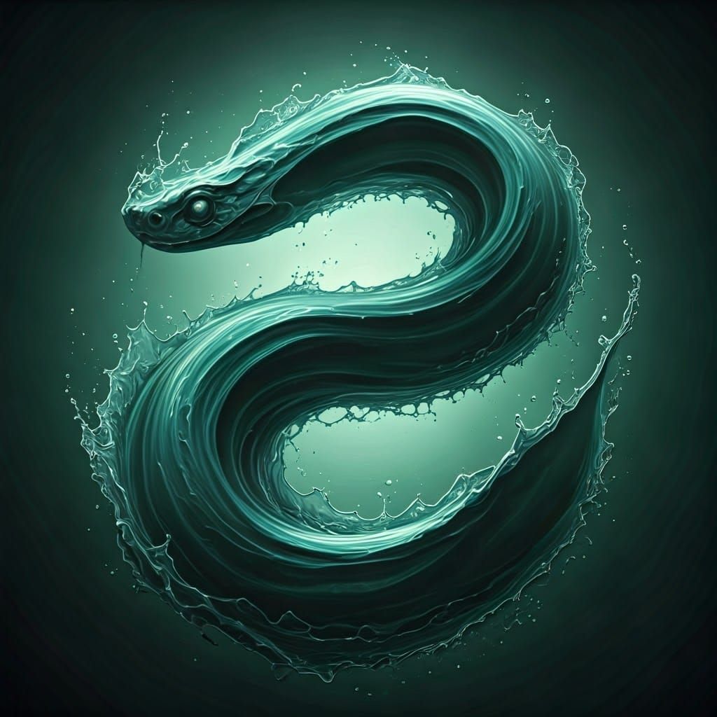 Emerald Serpent in Turbulent Water