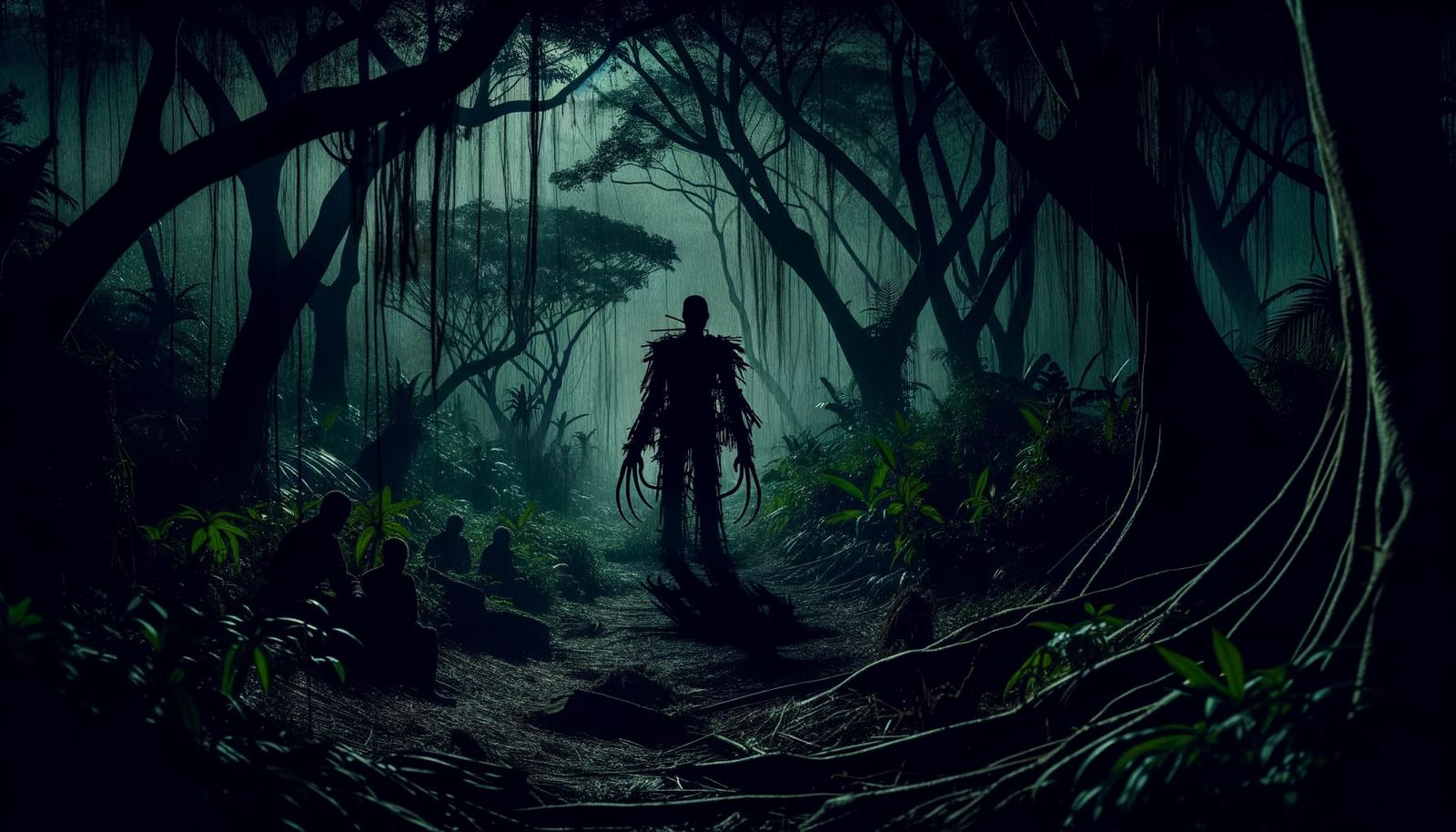 Ominous Jungle Landscape in the Shadows of Night