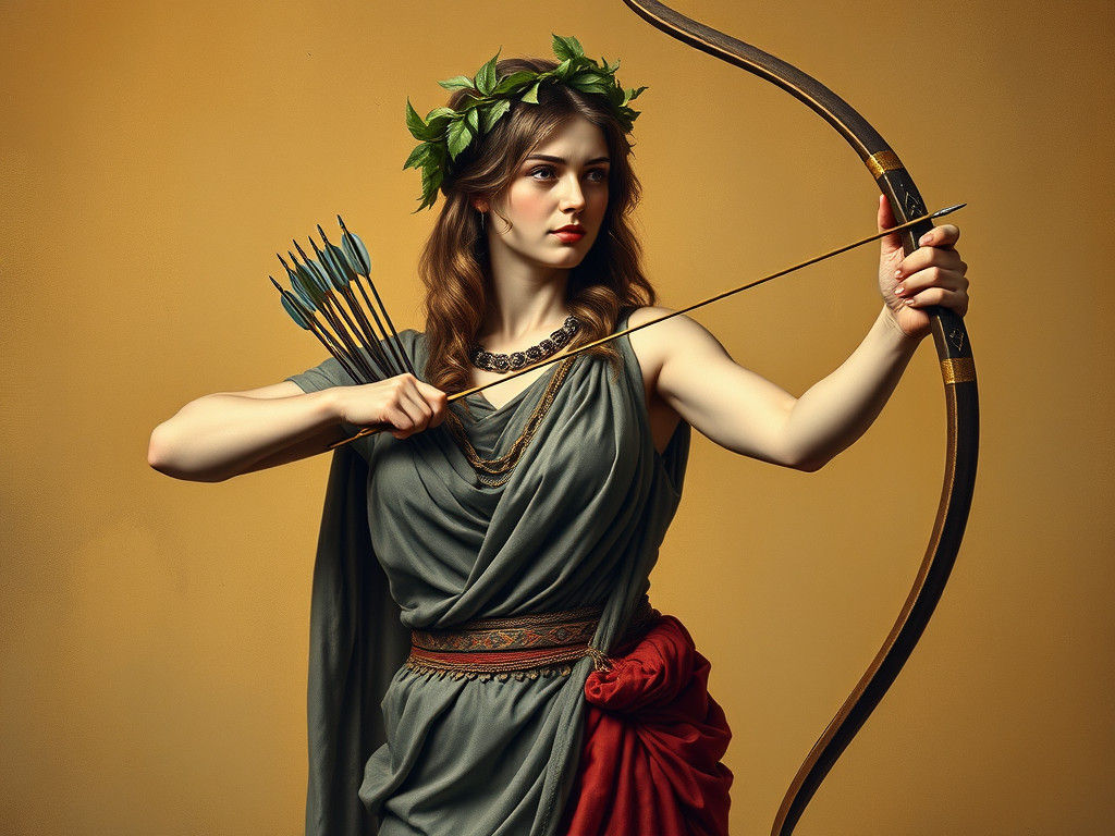 Heroic Woman with Bow in Classical Realism Style