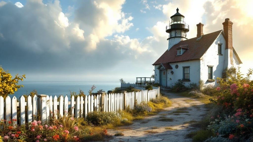 Vintage Lighthouse Cottage with Overgrown Garden