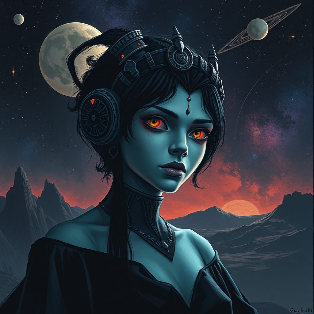 Sinister Extraterrestrial Portrait in Greg Rutkowski Style