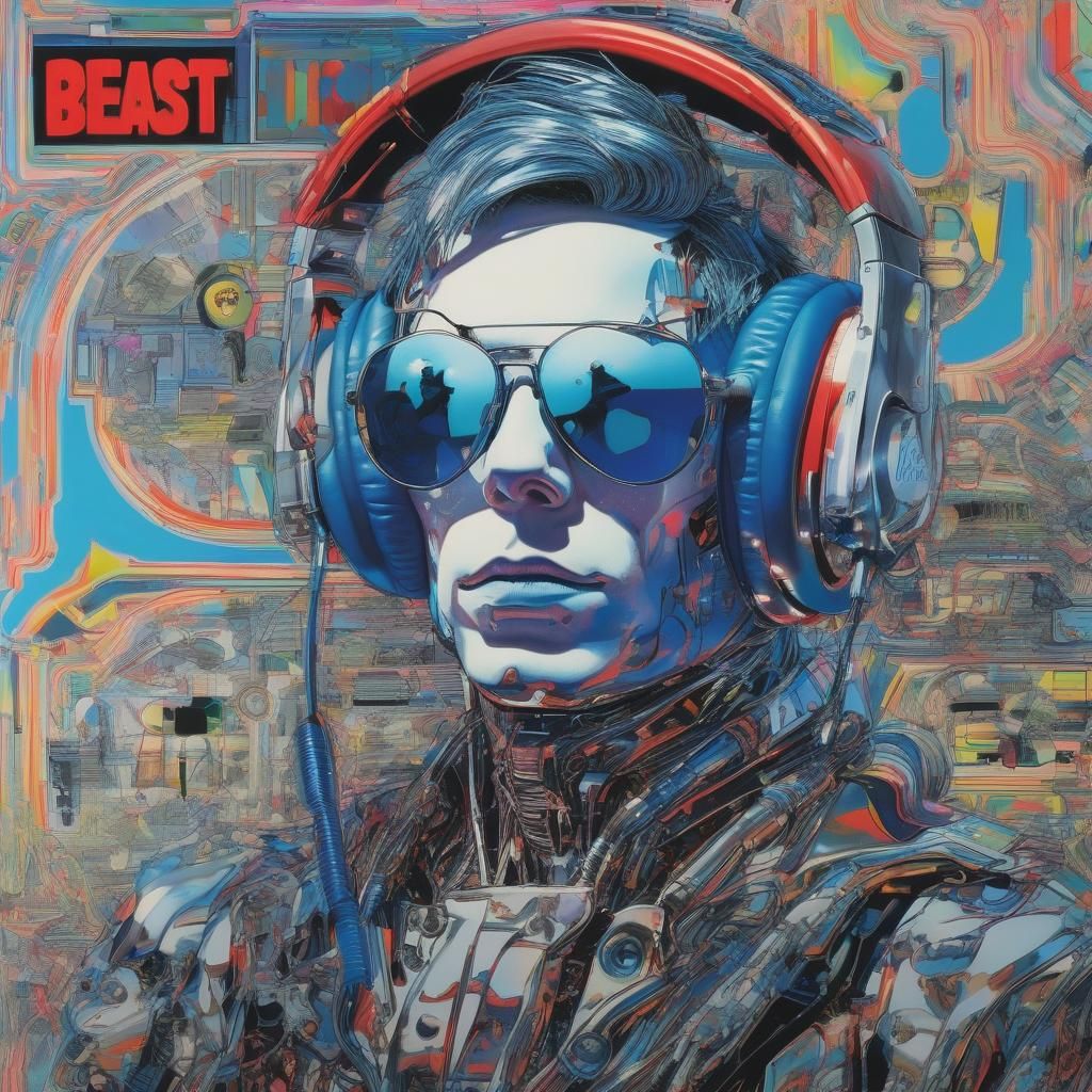 Cyborg in Glitching Cyberspace, Cyberpunk Portrait