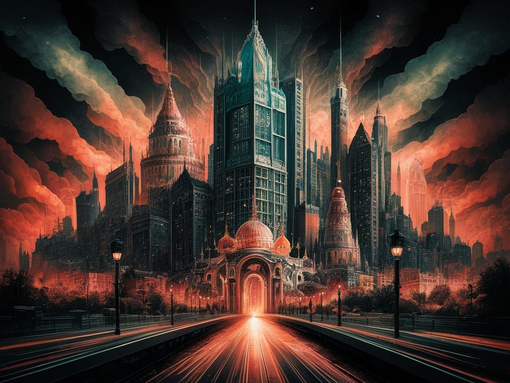 Futuristic City Encased in Galaxy Glass