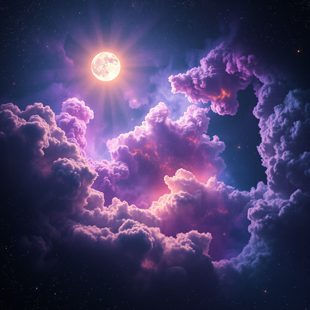 Radiant Crescent Moon in Star-Studded Galaxy