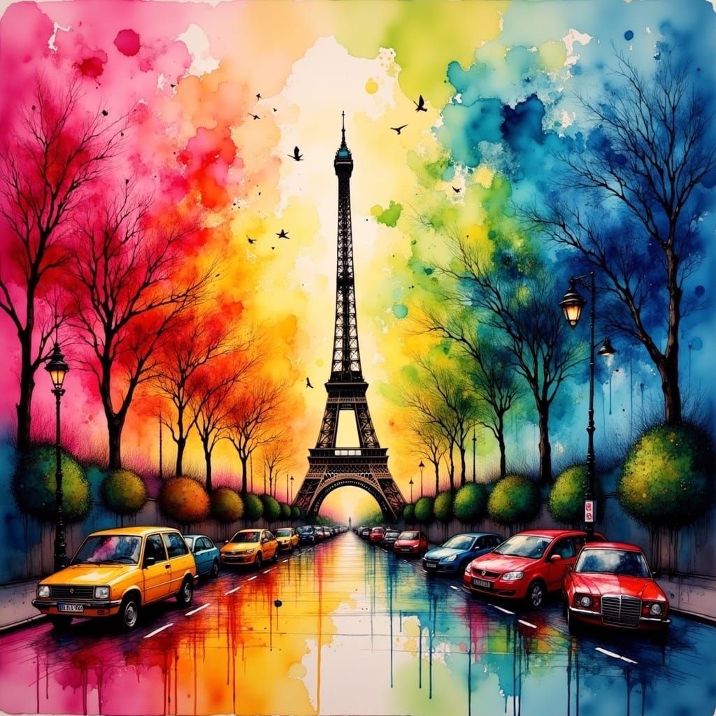 Vibrant Eiffel Tower in Abstract Photography