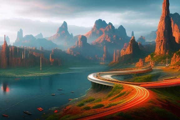 Futuristic Highway System Concept Art