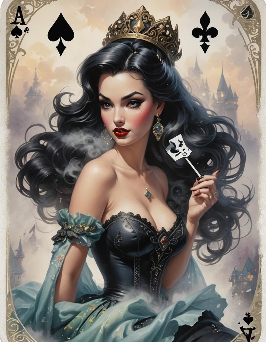 Ace of Spades with Pinup Girl in Ethereal Style