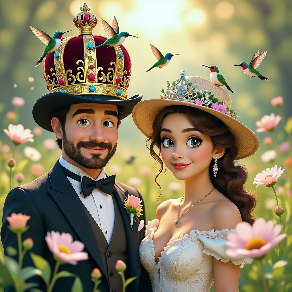 Whimsical Family Portrait with Magical Crown Hats