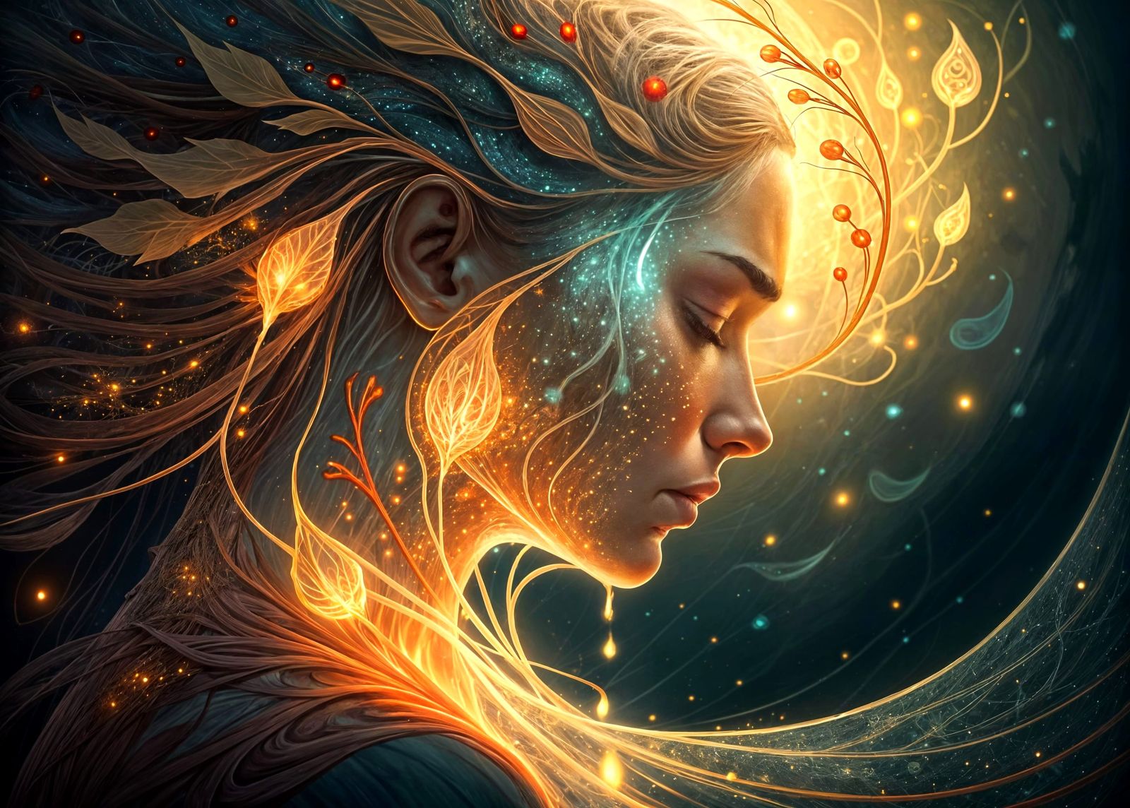 Ethereal Memory Webs in Warm, Abstract Hues