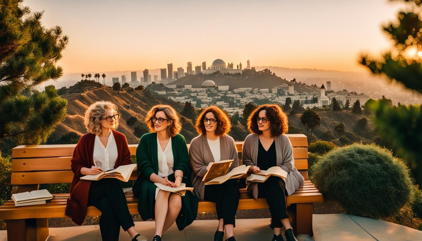 Women at Griffith Observatory in Hyperrealistic Style