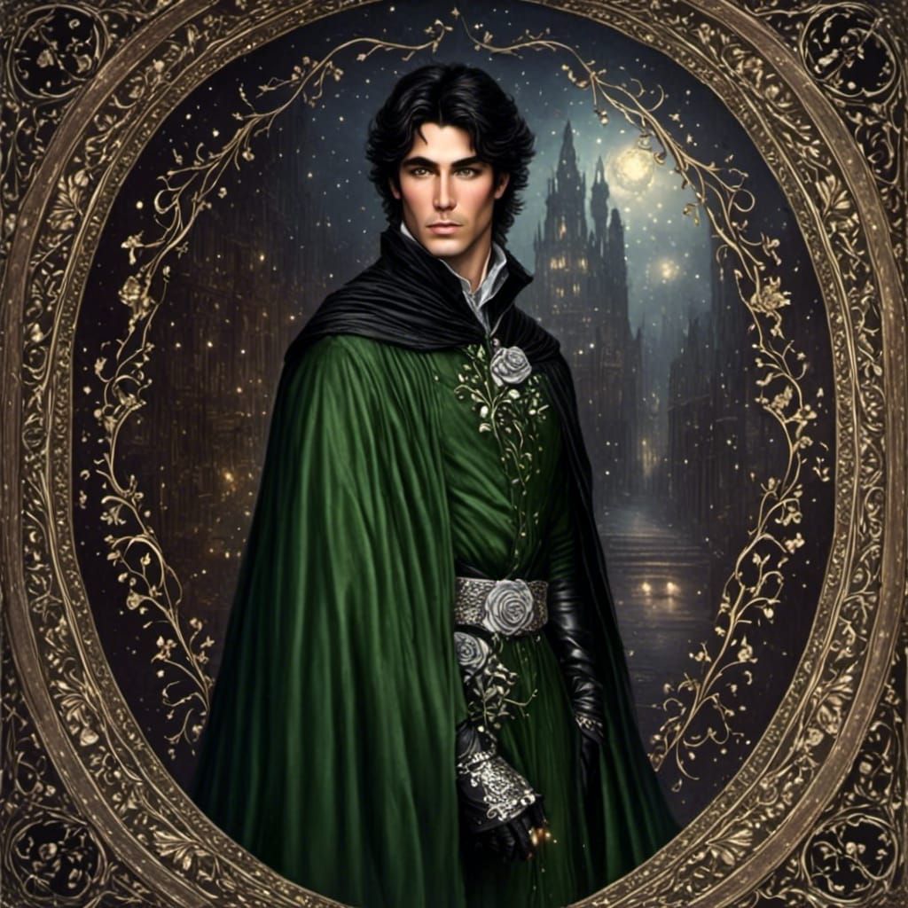 Elegant Man in Black and Silver Attire