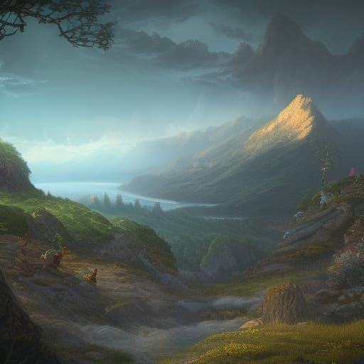 Ionian Mountain Vista in Detailed Matte Painting
