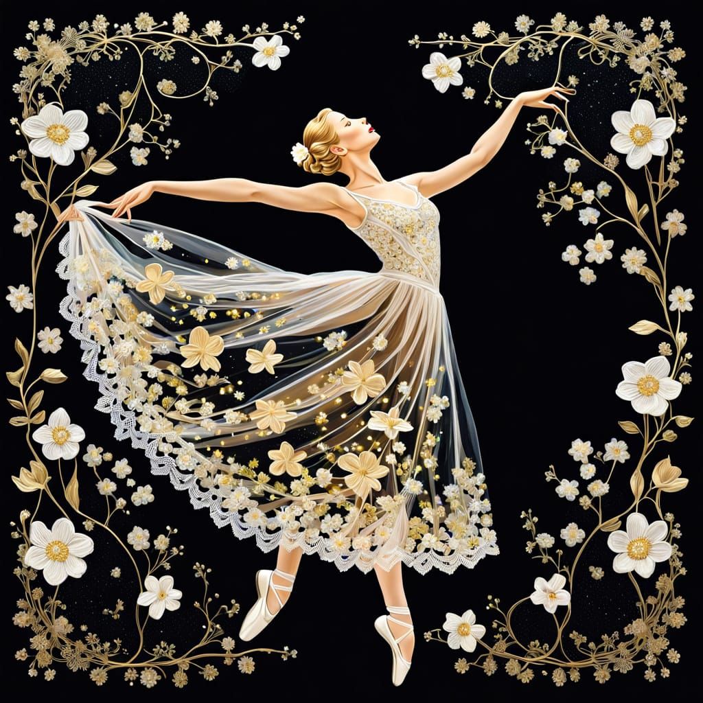 Ethereal Ballerina Under a Vibrant Starry Night