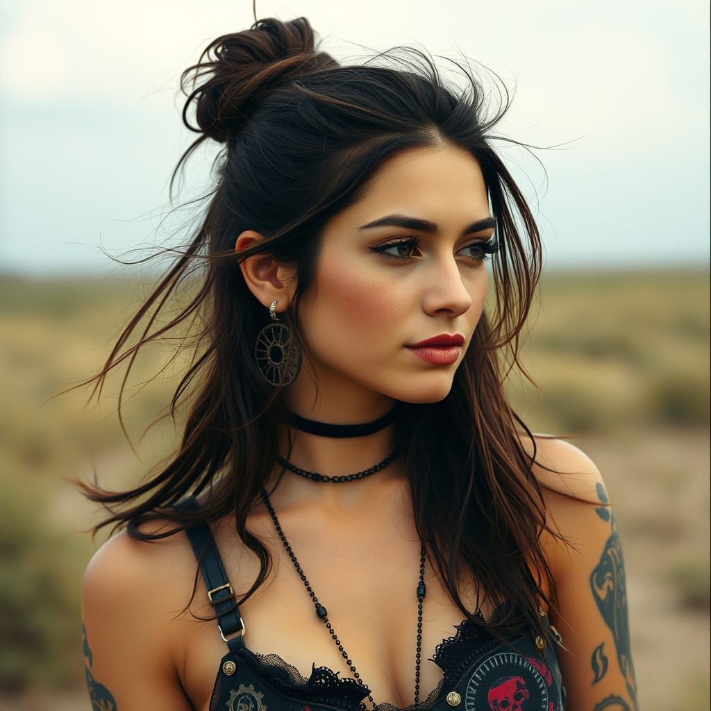 Bohemian Steampunk Portrait in Pop Art Style