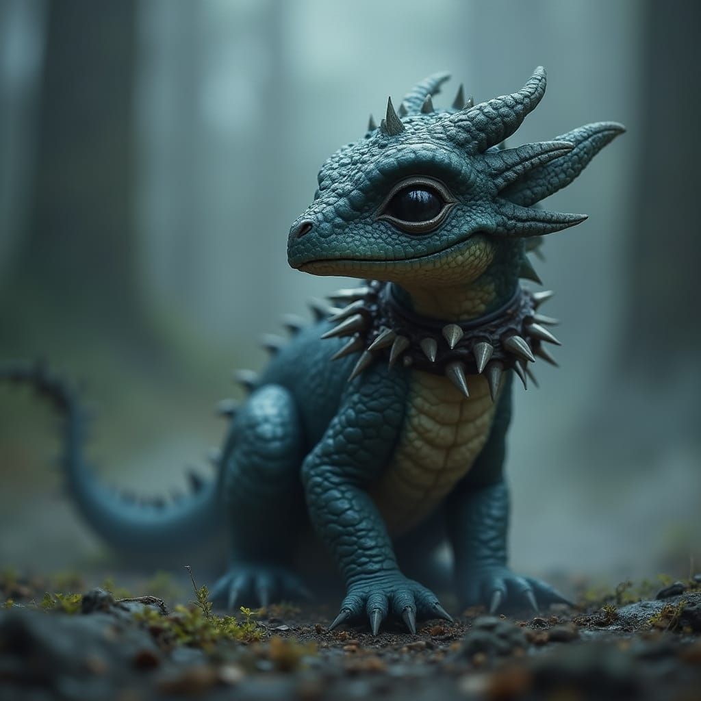 Baby Death Dragon in Dark Fantasy Style