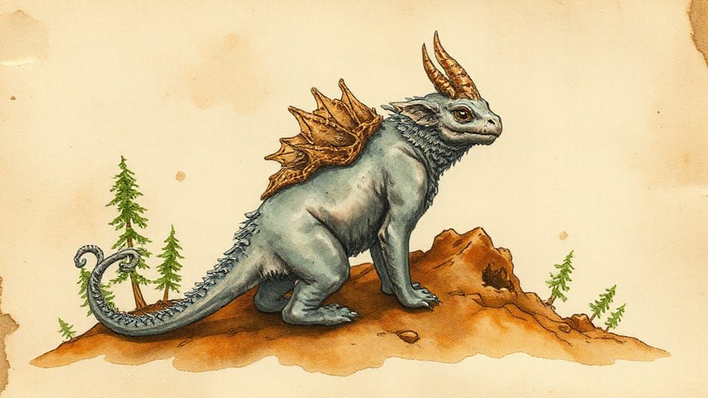 Whimsical concept art. Medium shot. A fantasy mountain creat...