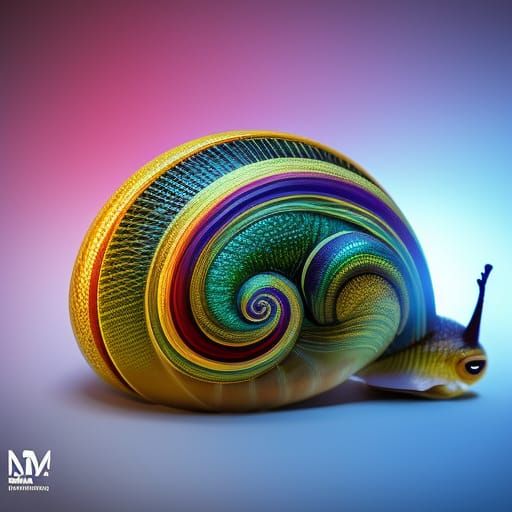 Photorealistic Snail with Multicolored Shell Concept Art