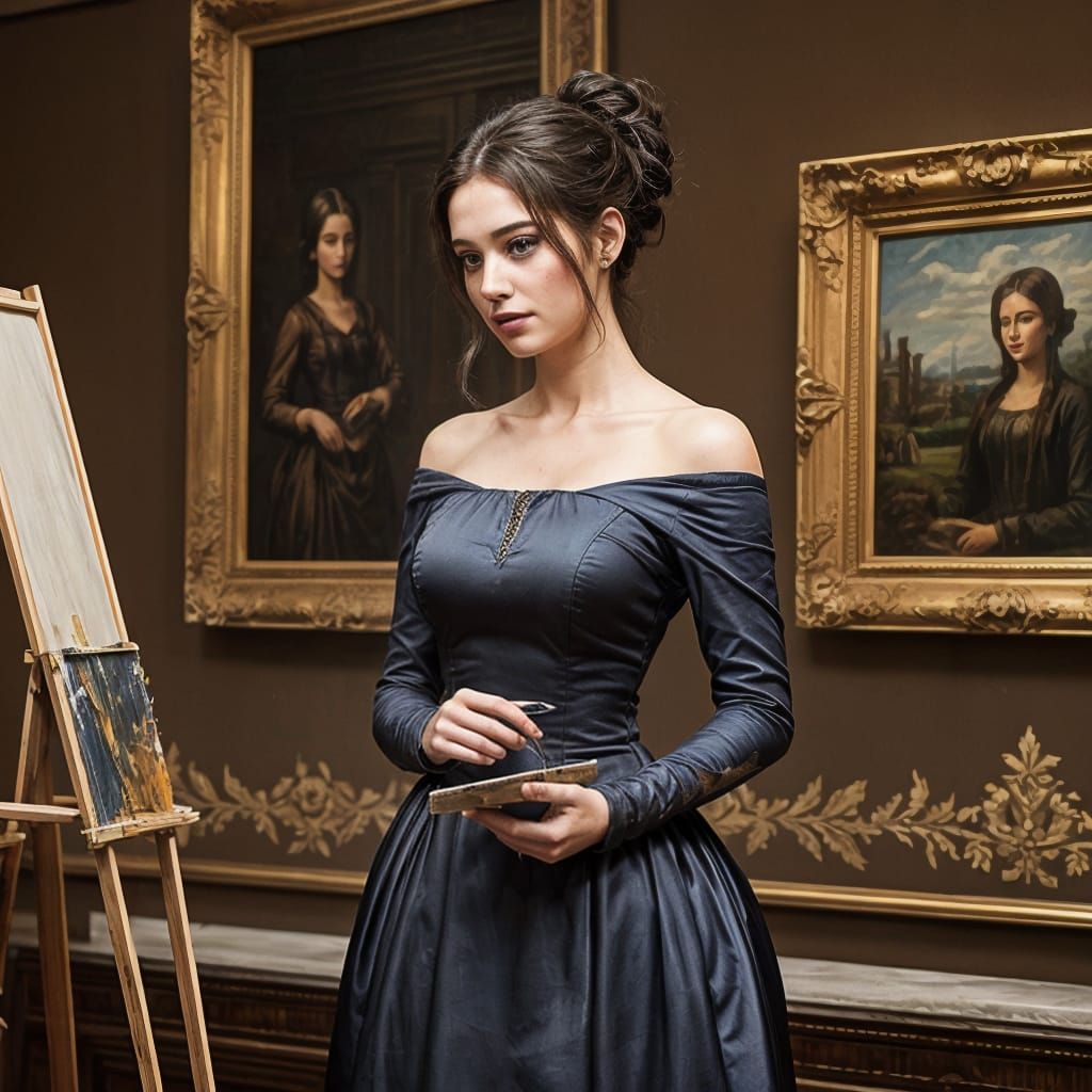 Elegant Woman Emerging from Art