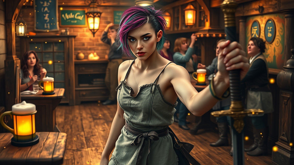 Androgynous Maid Fighter in Fantasy Tavern