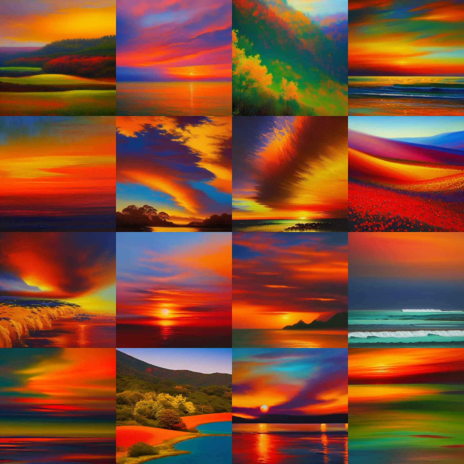 Vivid Orange Things in Neo-Impressionist Style