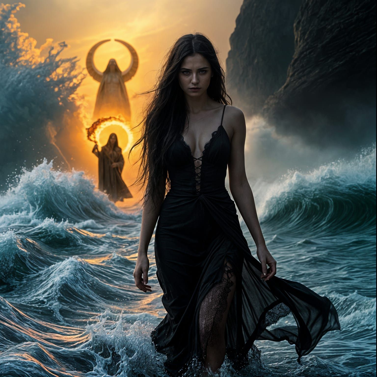 Gothic Goddess Morrighan and Grim Reaper