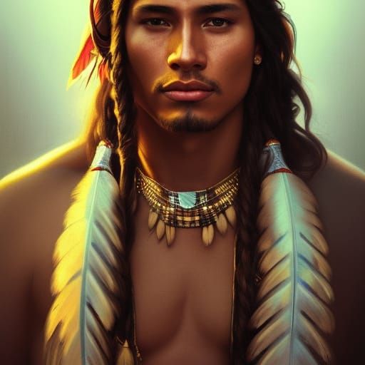 Detailed Portrait of Native American Man