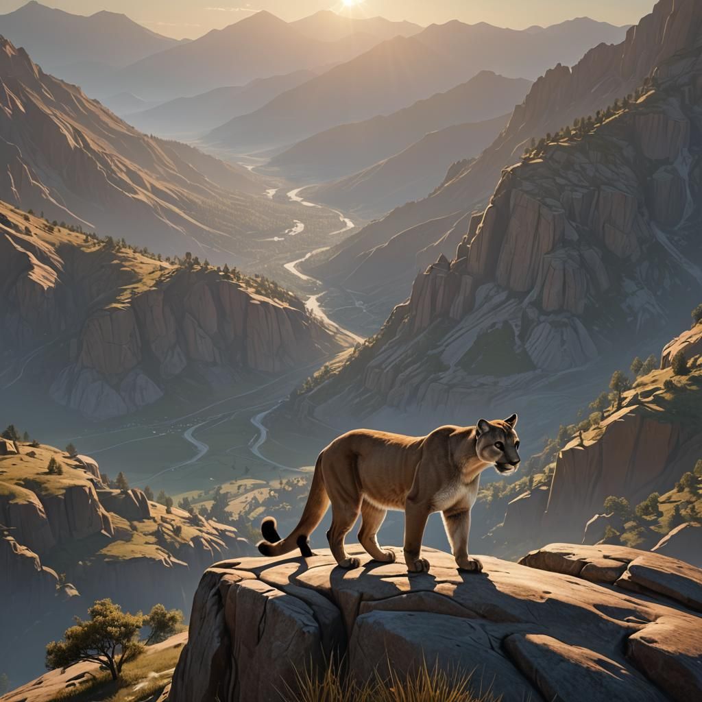 Mountain Lion Sunset: 3D Rendering