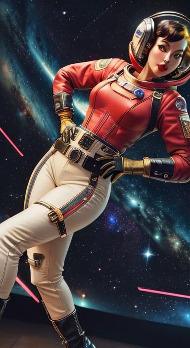 Retro Sci-Fi Pinup Girl in Spacesuit