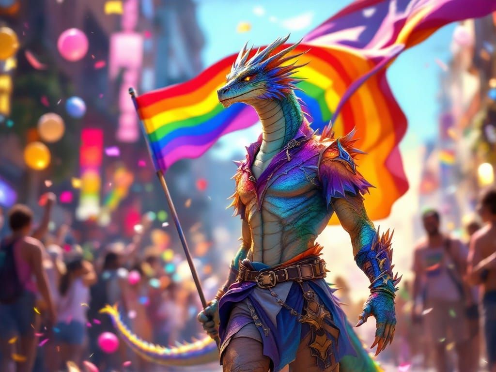 Whimsical Pride Parade Dragon in Vibrant Colors