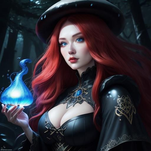 Kawaii Mushroom Woman in Magic Forest: Splash Art