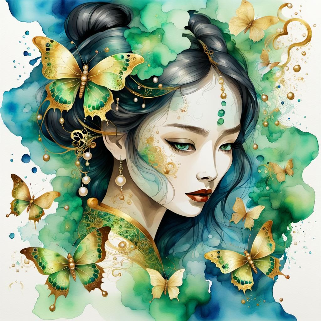 Watercolor Chinese Calculation Sheet in Purism Style