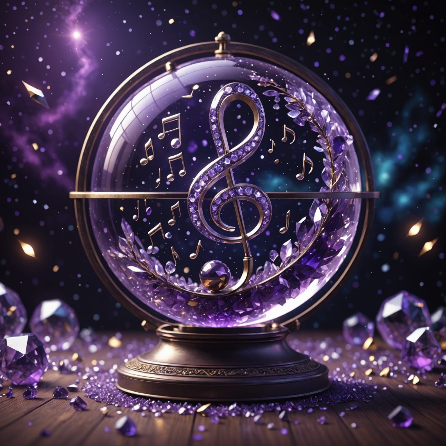 Purple Crystal Globe Displaying Musica