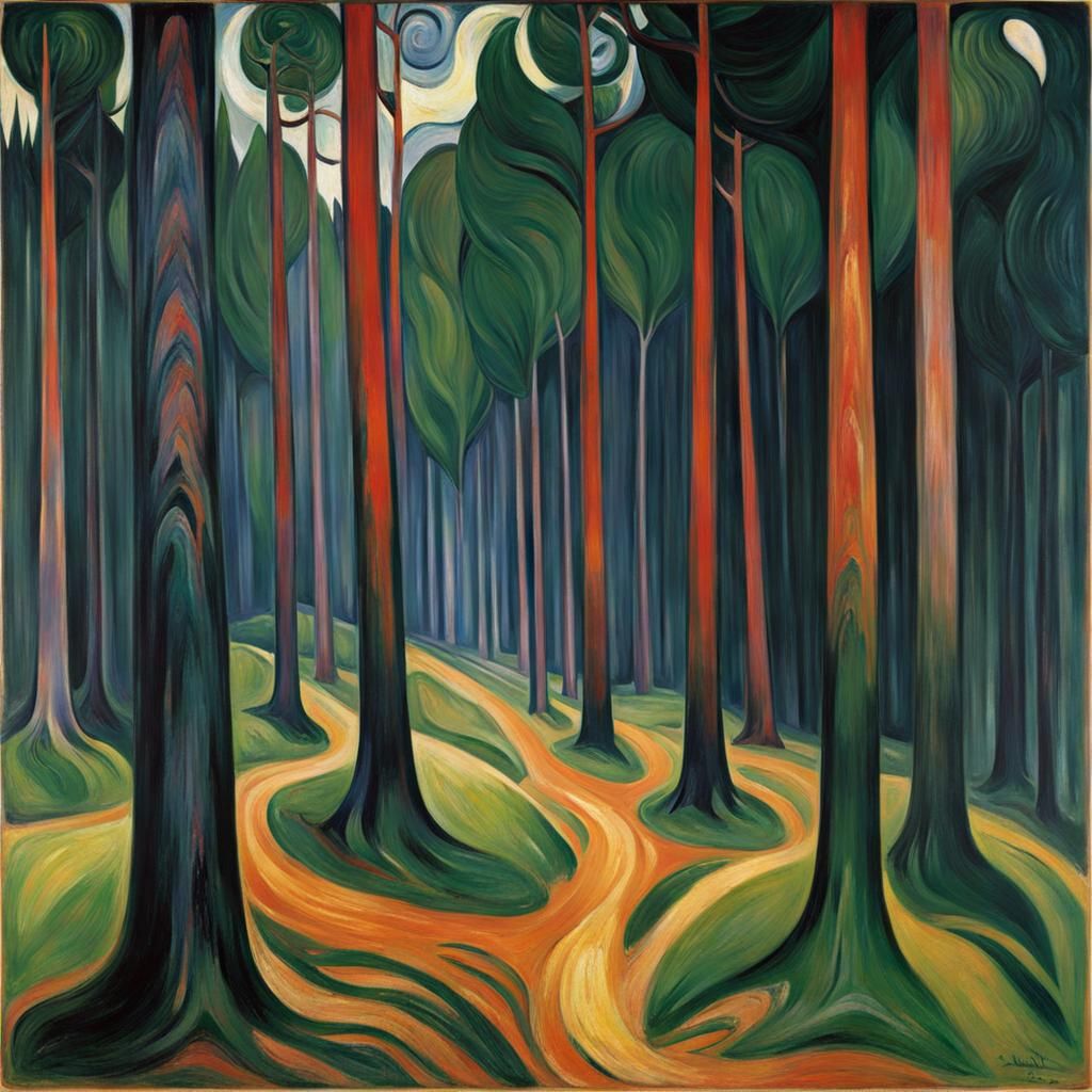 Eldritch Forest in Expressionist Style